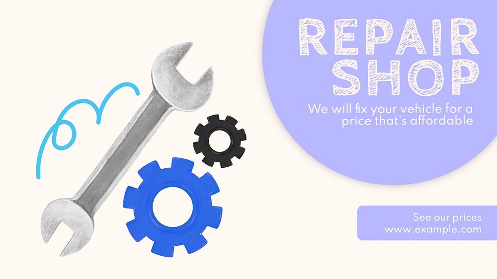 Repair shop blog banner template, editable text