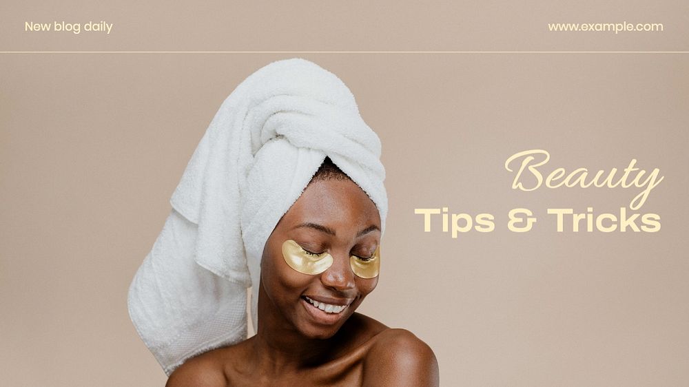 Beauty tips & tricks blog banner template, editable text