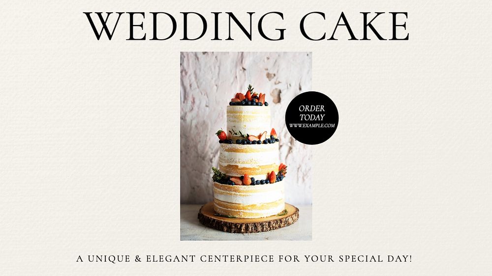 Wedding cake blog banner template, editable text