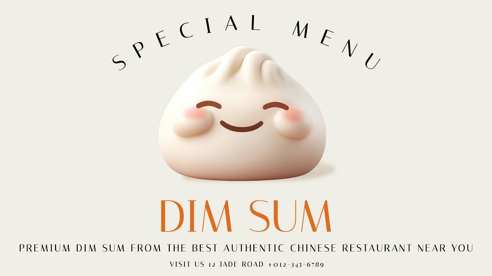 Dim sum blog banner template, editable text