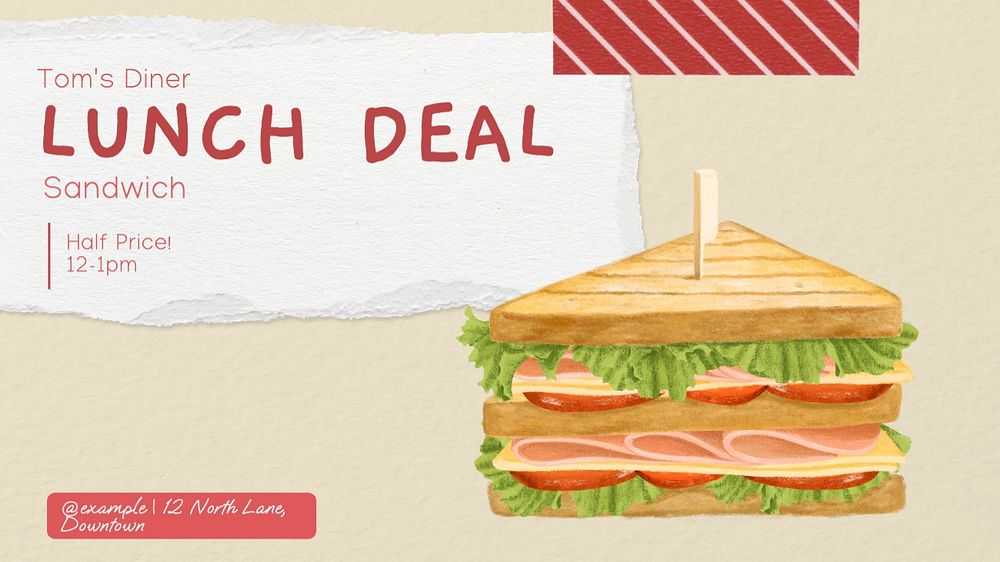 Lunch deal blog banner template, editable text