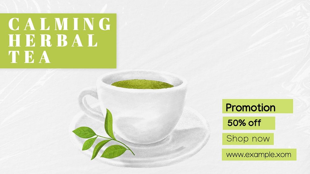 Calming herbal tea blog banner template, editable text