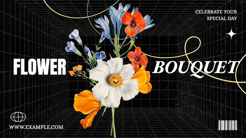 Wedding flowers blog banner template, editable text