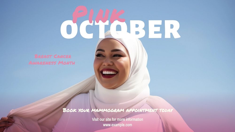 Pink October blog banner template, editable text