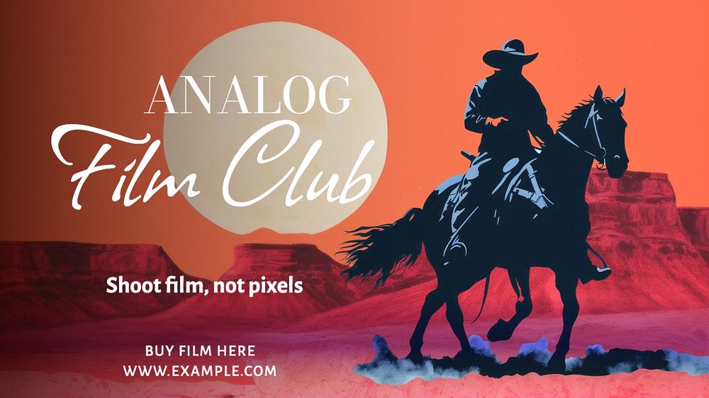 Analog film club blog banner template, editable text