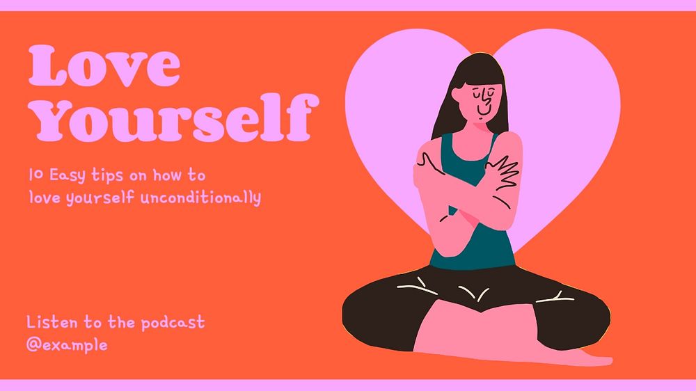 Love yourself blog banner template, editable text