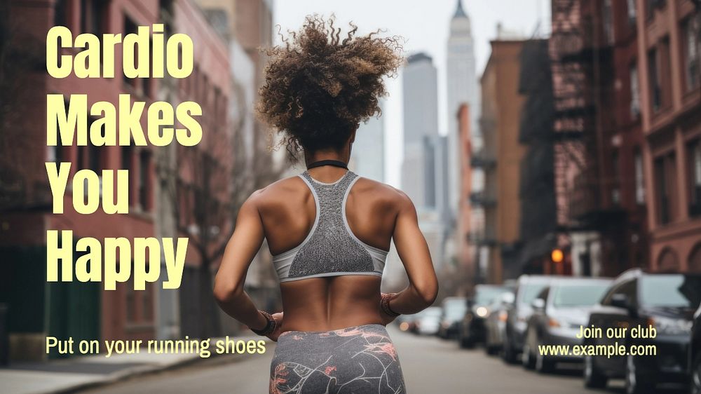 Cardio exercise blog banner template, editable text