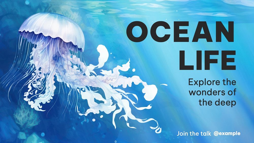 Ocean life blog banner template, editable text