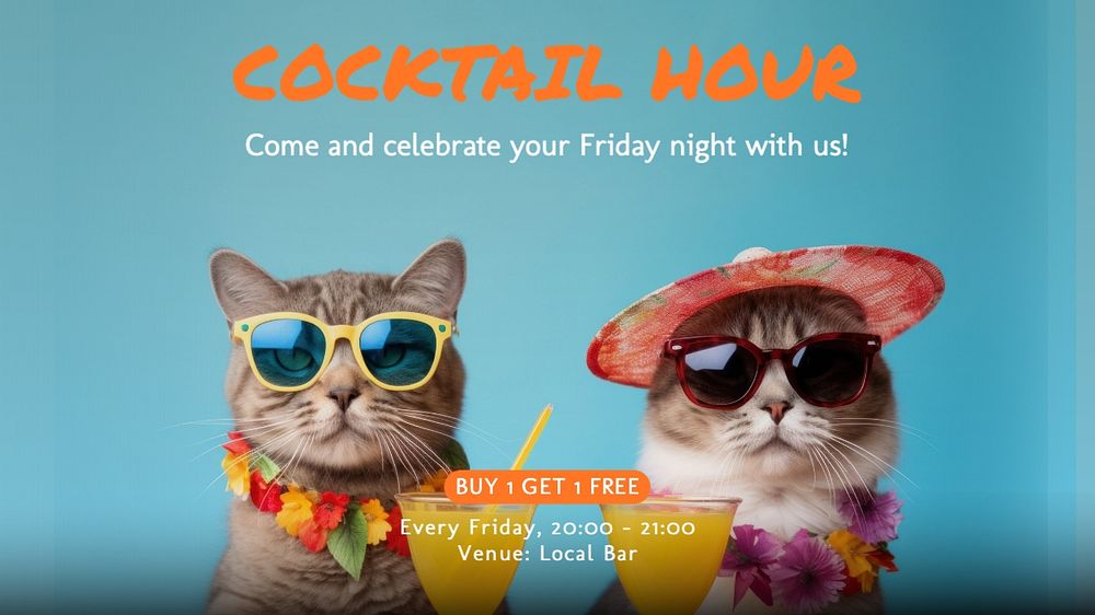 Cocktail hour blog banner template, editable text