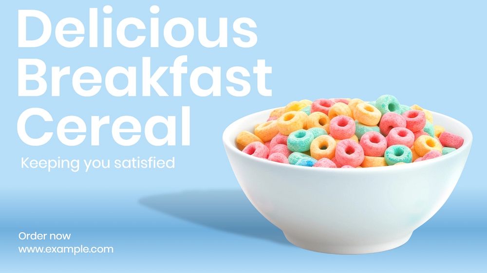 Breakfast cereal blog banner template, editable text