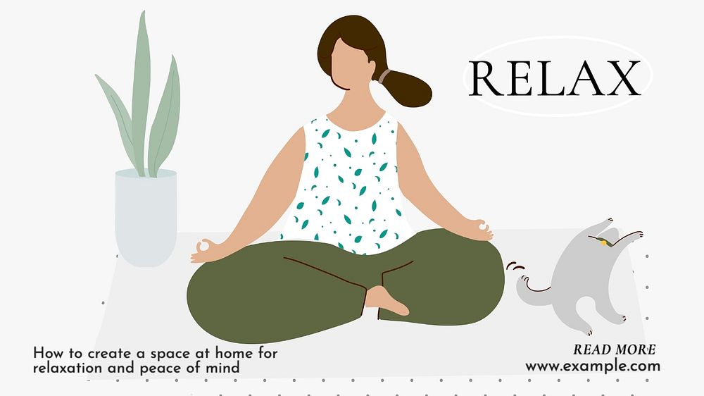 Relax at home blog banner template, editable text