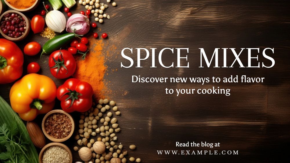 Spice mixes blog banner template, editable text