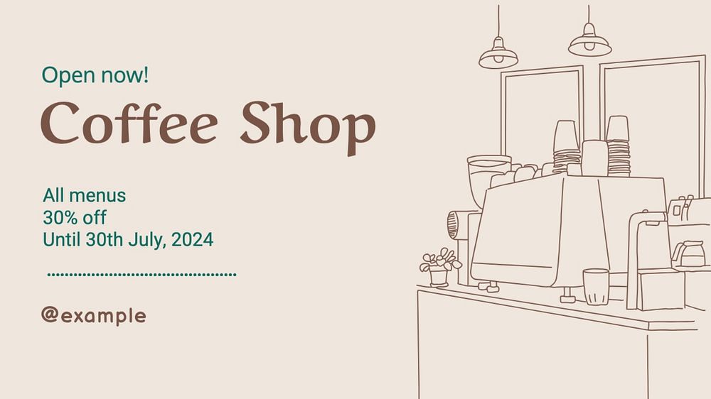 Coffee shop blog banner template, editable text