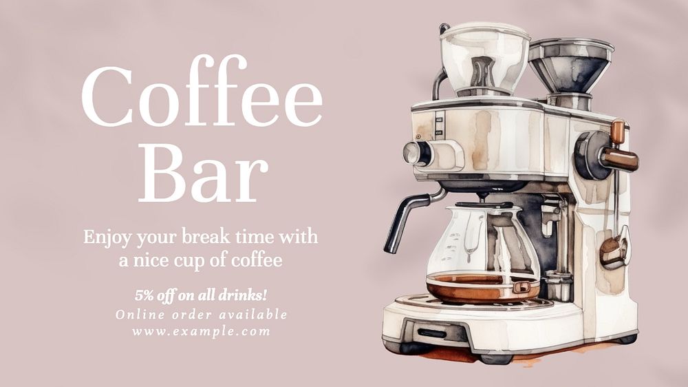 Coffee shop blog banner template, editable text