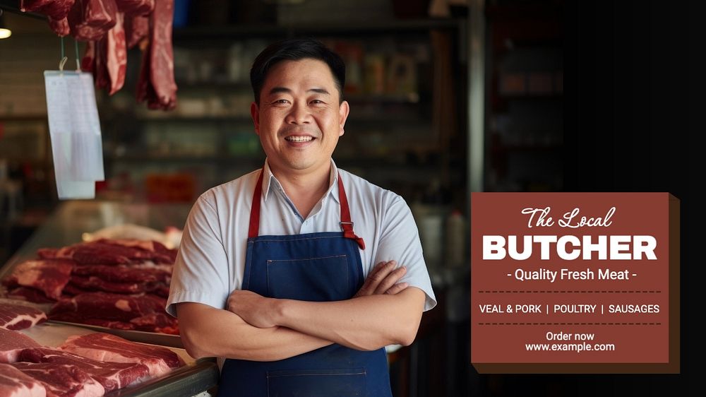 Local butcher blog banner template, | Premium Editable Template - rawpixel Download premium image of Local butcher blog banner... 