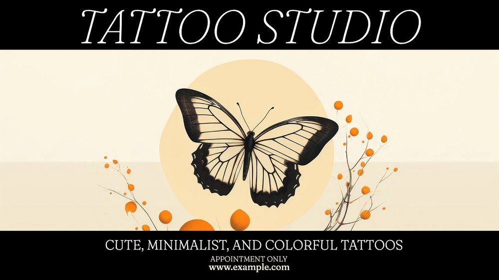 Tattoo studio blog banner template, editable text