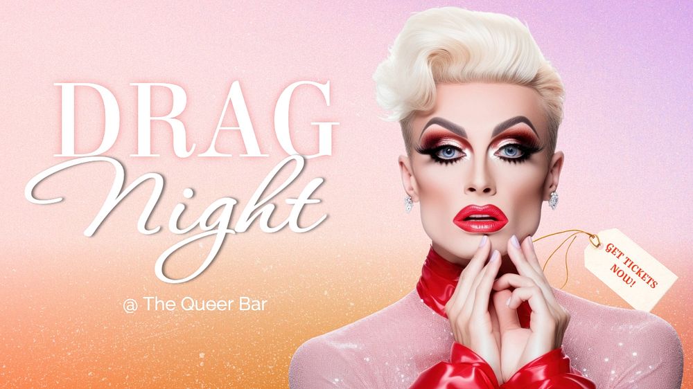 Drag night blog banner template, editable text