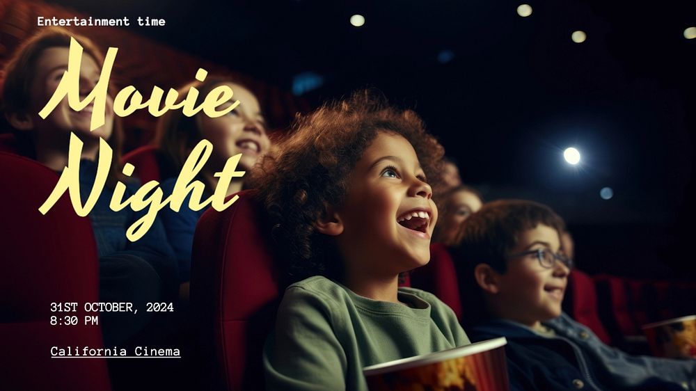 Movie night blog banner template, editable text