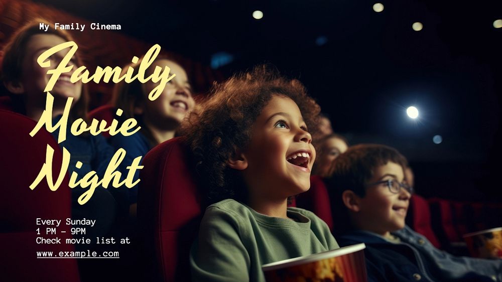 Family movie night blog banner template, editable text