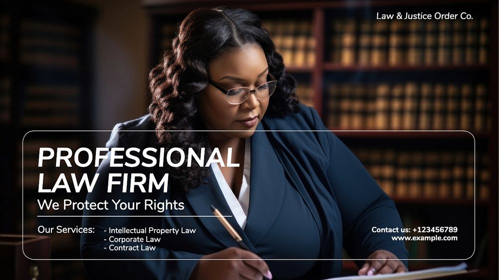 Law firm services blog banner template, editable text