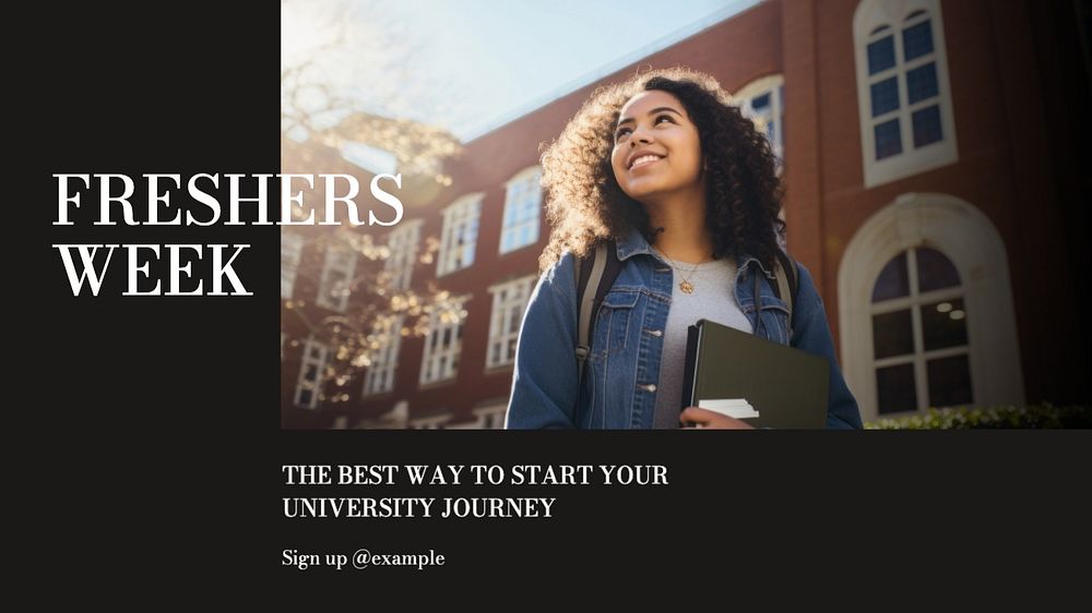 Freshers week blog banner template, editable text