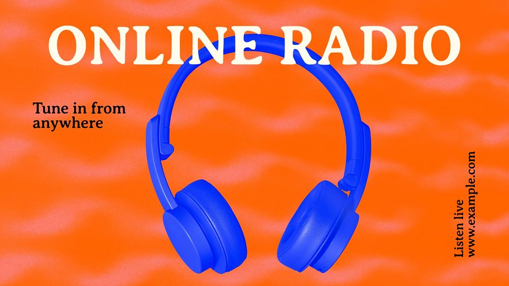 Online radio blog banner template, editable text