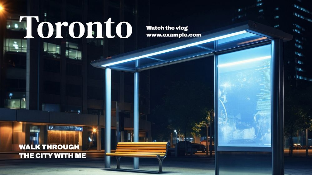 Toronto vlog blog banner template, editable text