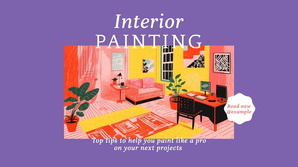 Interior painting blog banner template, editable text