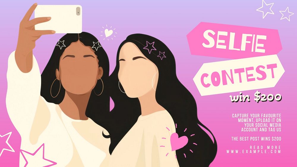 Selfie contest blog banner template, editable text