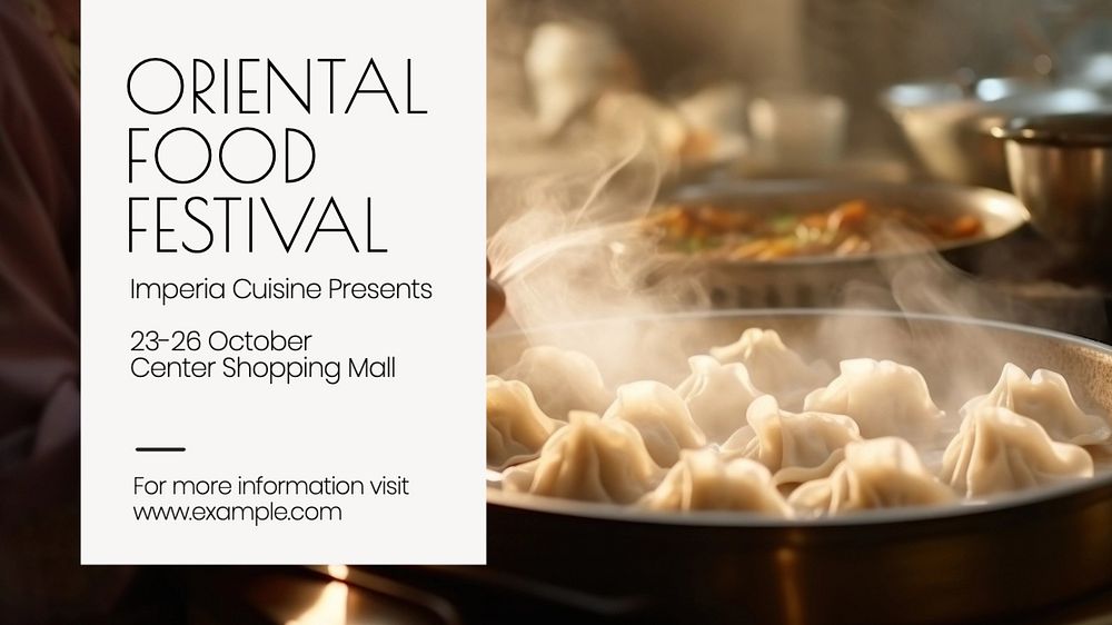 Oriental food festival blog banner template, editable text