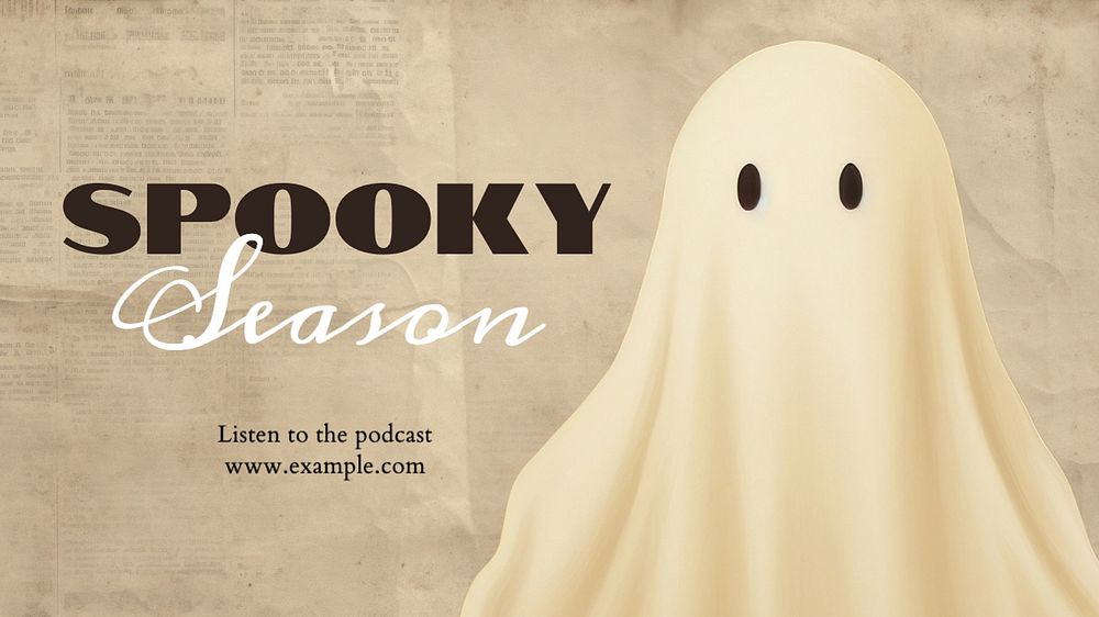 Spooky season podcast blog banner template, editable text