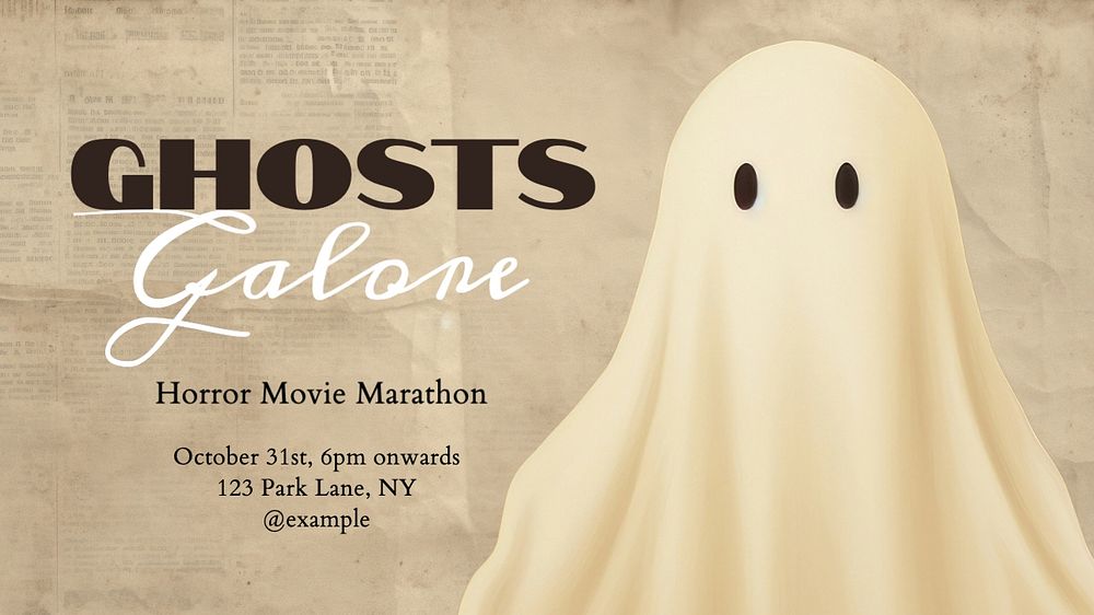 Horror movie marathon blog banner template, editable text