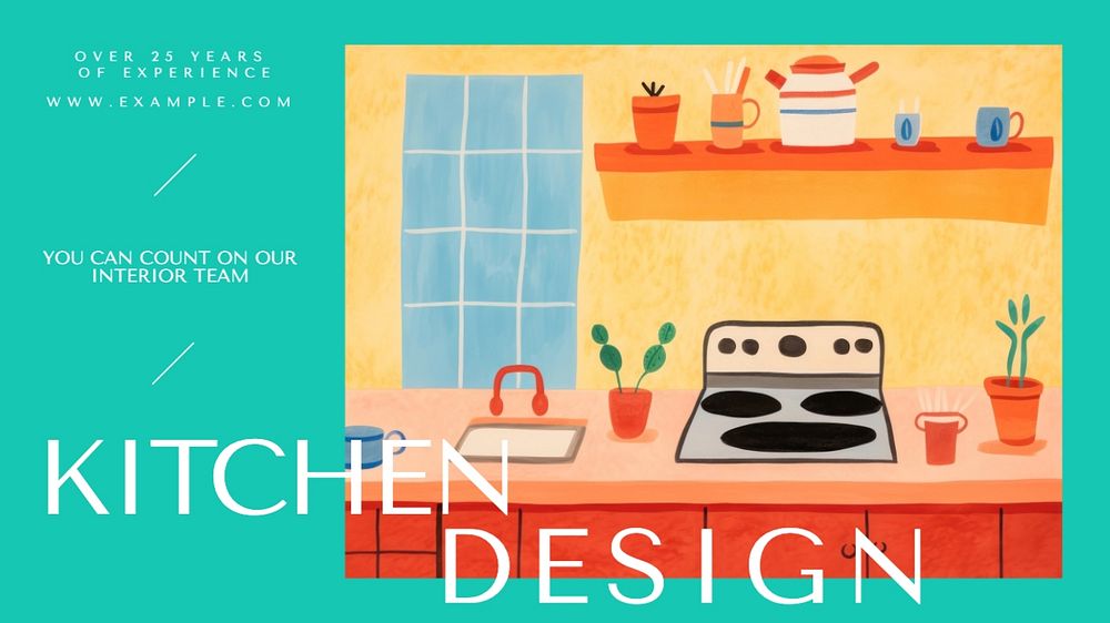 Kitchen design blog banner template, editable text
