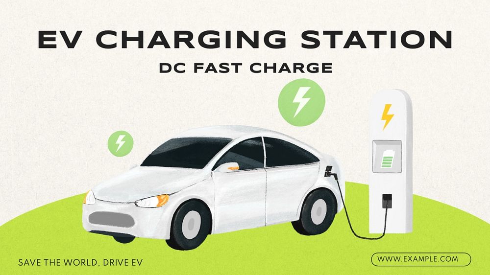 EV charging blog banner template, editable text