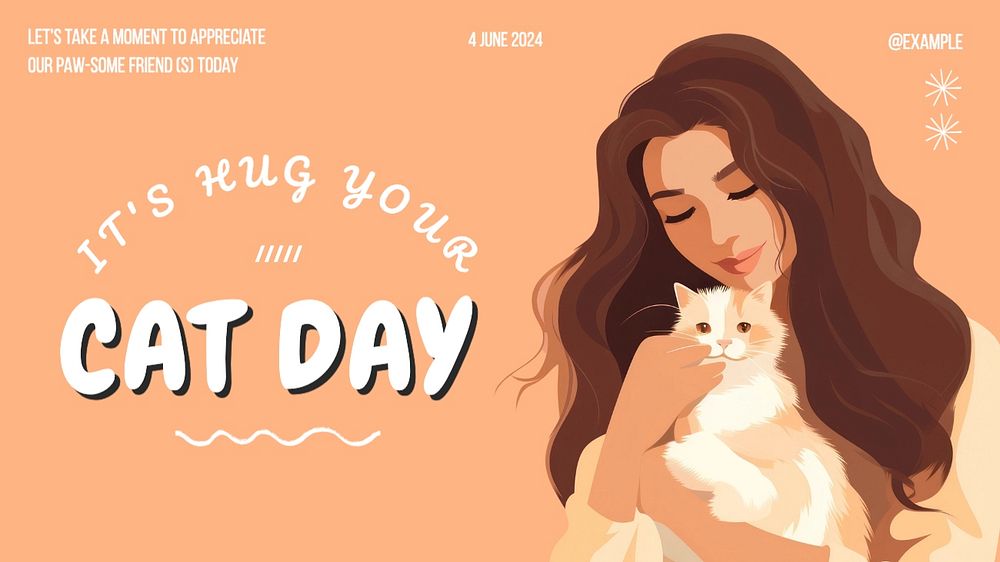 Hug your cat day blog banner template, editable text