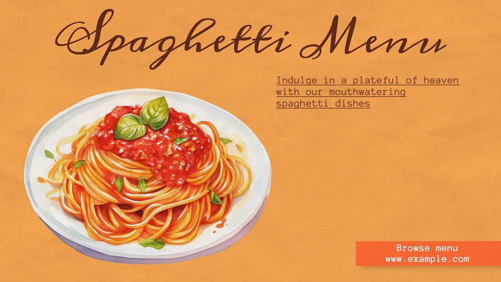 Spaghetti menu blog banner template, editable text