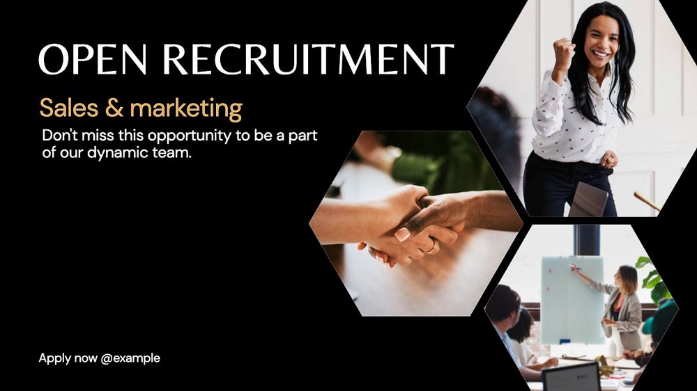 Open recruitment blog banner template, editable text