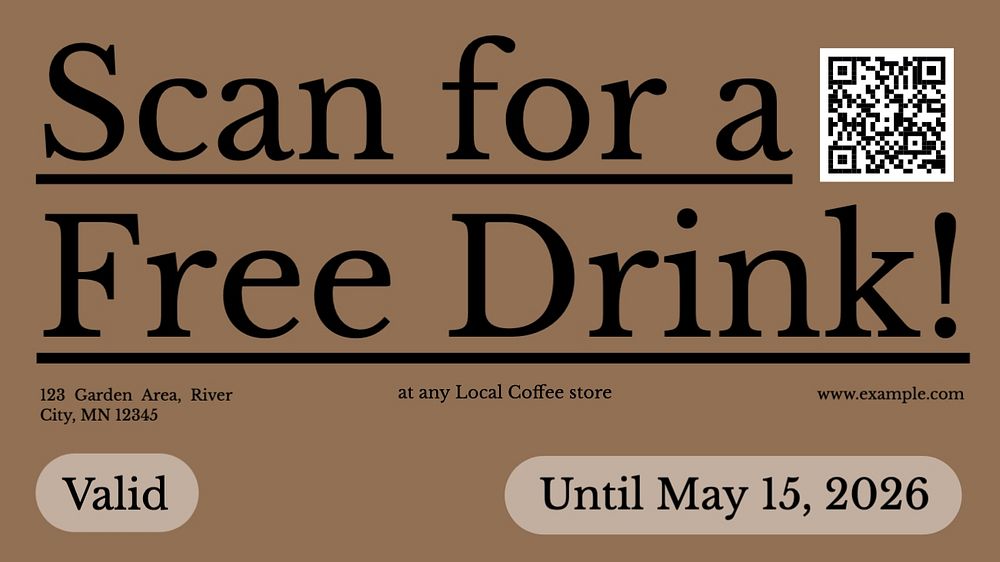 Free coffee voucher template, editable design