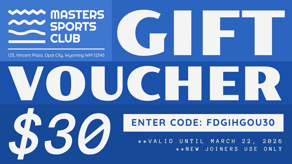 Sports club gift voucher template, editable design