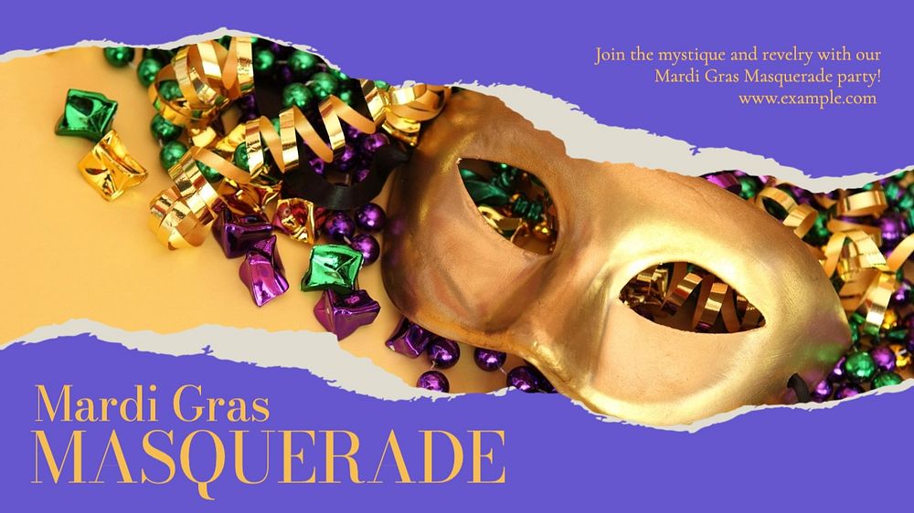 Mardi gras blog banner template, editable text