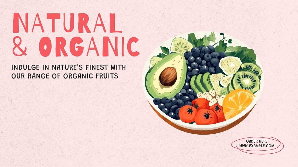 Natural organic fruit blog banner template, editable text