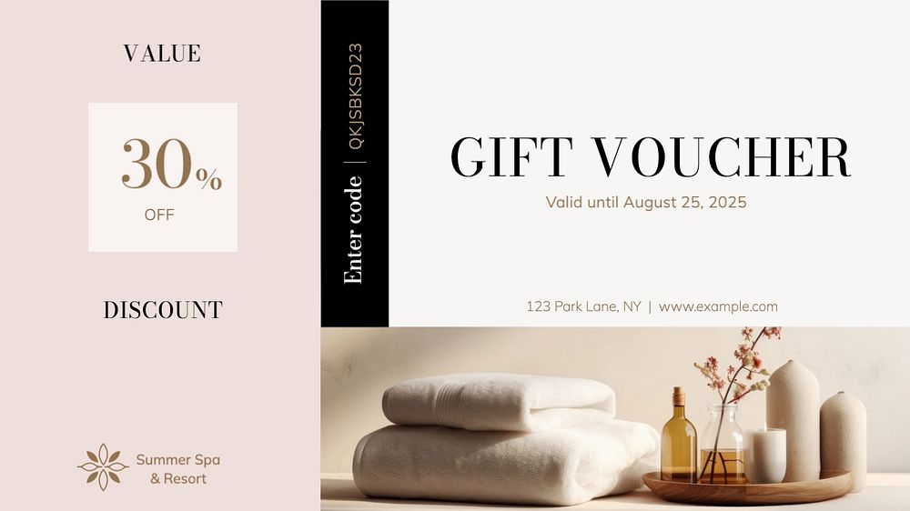 Spa resort voucher template, editable design