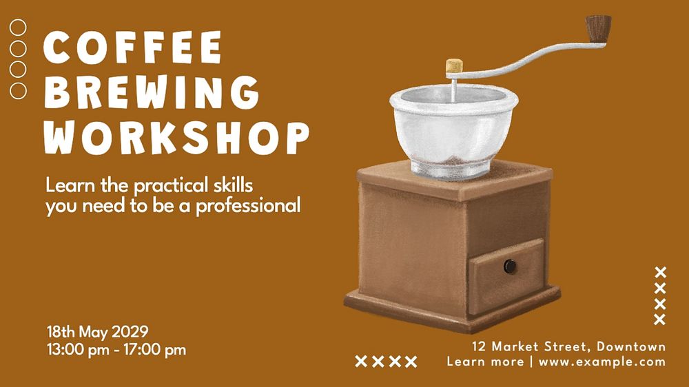 Coffee brewing workshop blog banner template, editable text