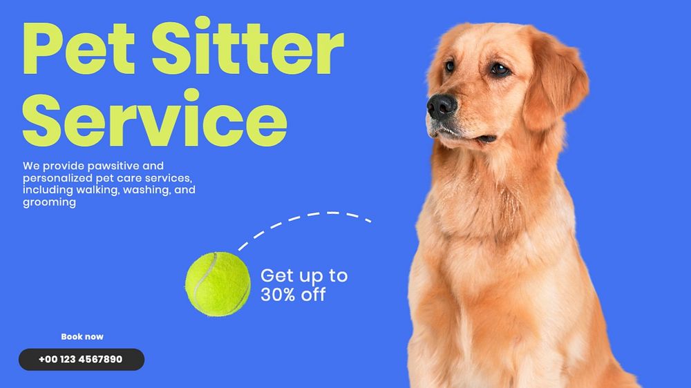 Pet sitter service blog banner template, editable text