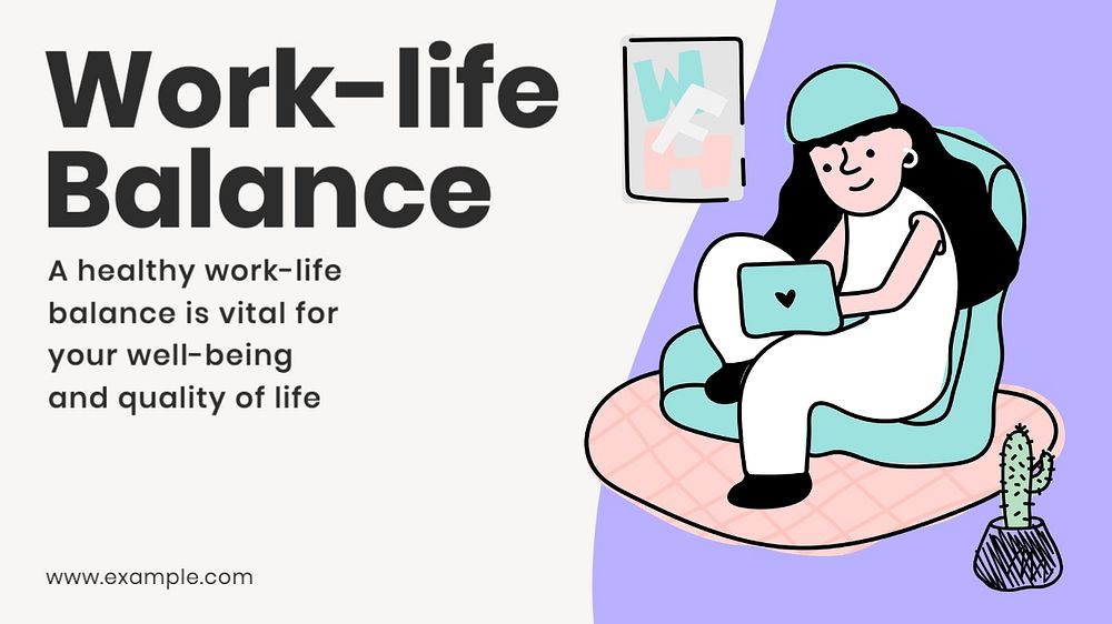 Work life balance blog banner template, editable text