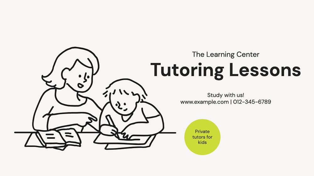 Tutoring lessons blog banner template, editable text