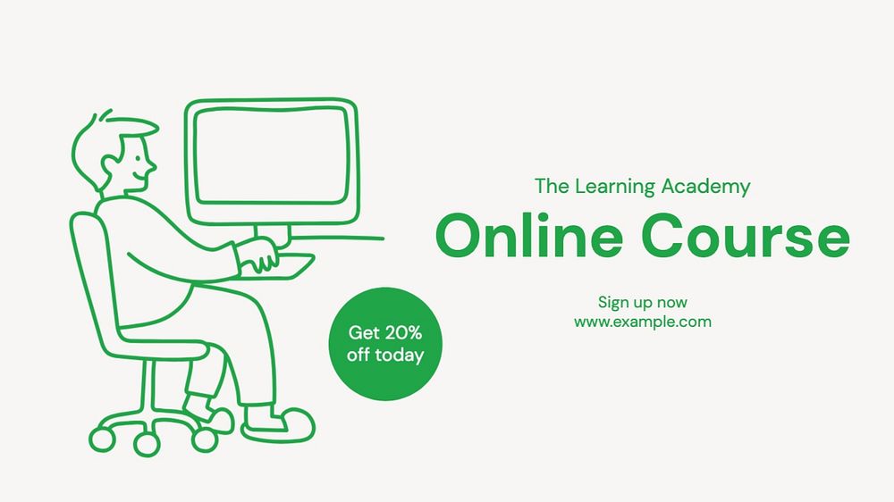 Online course blog banner template, editable text