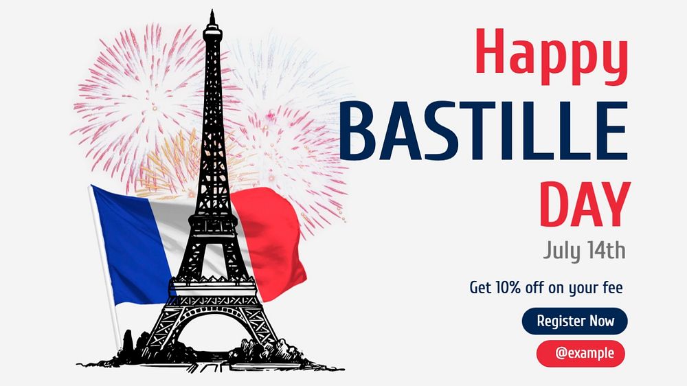 Bastille day blog banner template, editable text