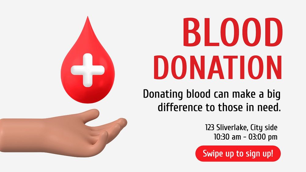 Blood donation blog banner template, editable text