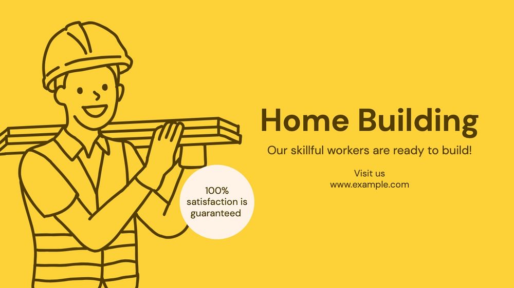 Home building blog banner template, editable text